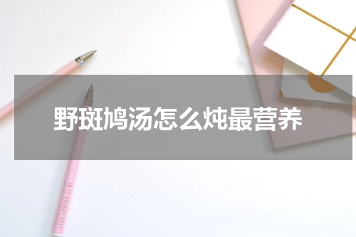 野斑鸠汤怎么炖最营养