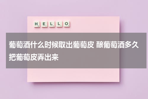 葡萄酒什么时候取出葡萄皮 酿葡萄酒多久把葡萄皮弄出来