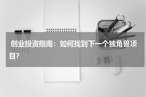  创业投资指南：如何找到下一个独角兽项目？